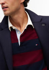 Tommy Hilfiger Essential Stripe Rugby Shirt, Burgundy & Carbon Navy