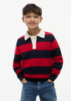 Tommy Hilfiger Boy Knitted Long Sleeve Polo Shirt, Red