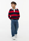 Tommy Hilfiger Boy Knitted Long Sleeve Polo Shirt, Red