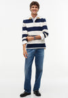 Tommy Hilfiger Essential Stripe Rugby Shirt, Ivory & Carbon Navy
