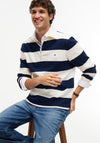 Tommy Hilfiger Essential Stripe Rugby Shirt, Ivory & Carbon Navy