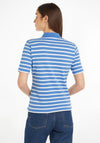 Tommy Hilfiger Womens 1985 Striped Polo Shirt, Breton Ecru & Blue Spell