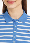Tommy Hilfiger Womens 1985 Striped Polo Shirt, Breton Ecru & Blue Spell