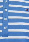 Tommy Hilfiger Womens 1985 Striped Polo Shirt, Breton Ecru & Blue Spell