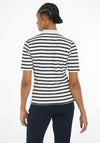 Tommy Hilfiger Womens 1985 Striped Polo Shirt, Breton Ecru & Desert Sky