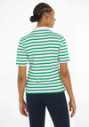Tommy Hilfiger Womens 1985 Striped Polo Shirt, Breton Ecru & Olympic Green