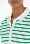 Tommy Hilfiger Womens 1985 Striped Polo Shirt, Breton Ecru & Olympic Green