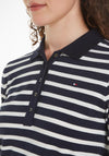 Tommy Hilfiger Womens 1985 Striped Polo Shirt, Breton Desert Sky & Ecru