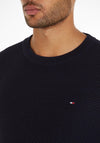 Tommy Hilfiger Textured Knit Crew Neck Jumper, Desert Sky