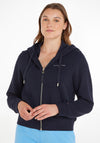Tommy Hilfiger Womens 1985 Signature Logo Zip Hoodie, Desert Sky
