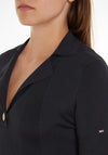 Tommy Hilfiger Womens Ribbed Polo Knee Length Sweater Dress, Desert Sky