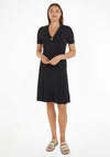 Tommy Hilfiger Womens Ribbed Polo Knee Length Sweater Dress, Desert Sky