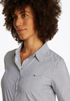 Tommy Hilfiger Poplin Regular Striped Shirt, Grey and White