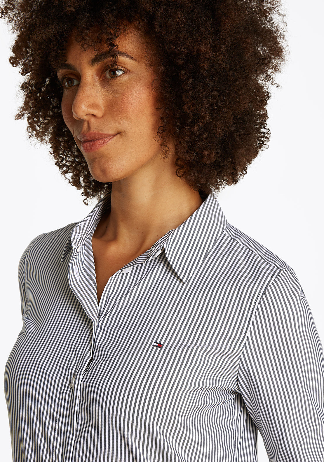 Tommy Hilfiger Poplin Regular Striped Shirt, Grey and White