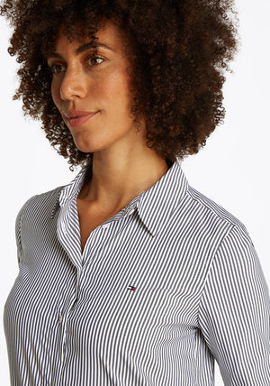Tommy Hilfiger Poplin Regular Striped Shirt, Grey and White