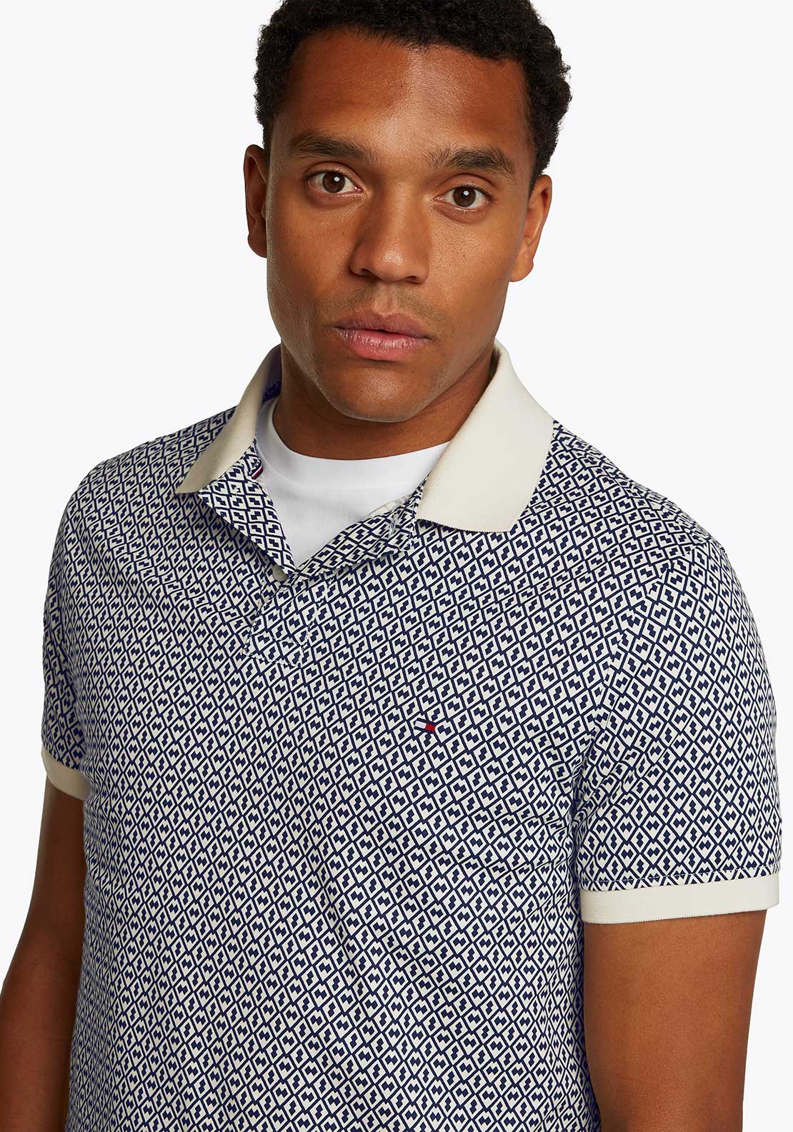 Tommy Hilfiger Interlock Polo Shirt, Ivory & Navy