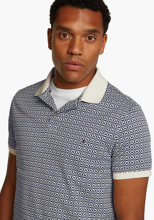 Tommy Hilfiger Interlock Polo Shirt, Ivory & Navy