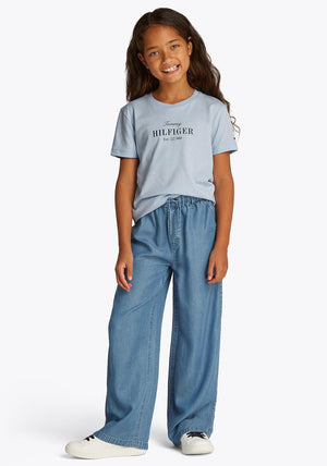 Tommy Hilfiger Girl Short Sleeve Script Tee, Blue