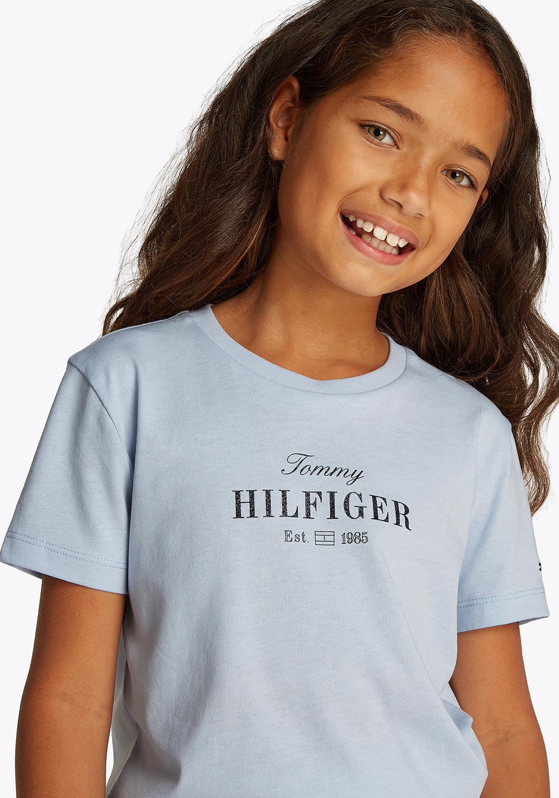 Tommy Hilfiger Girl Short Sleeve Script Tee, Blue