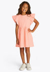 Tommy Hilfiger Girl Textured Frill Sleeve Dress, Coral