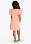 Tommy Hilfiger Girl Textured Frill Sleeve Dress, Coral