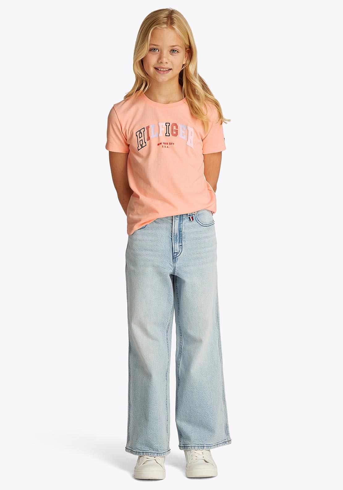 Tommy Hilfiger Girl Short Sleeve Varsity Tee, Coral