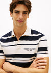Tommy Hilfiger Pique Multi Stripe Polo Shirt, Navy & Ivory