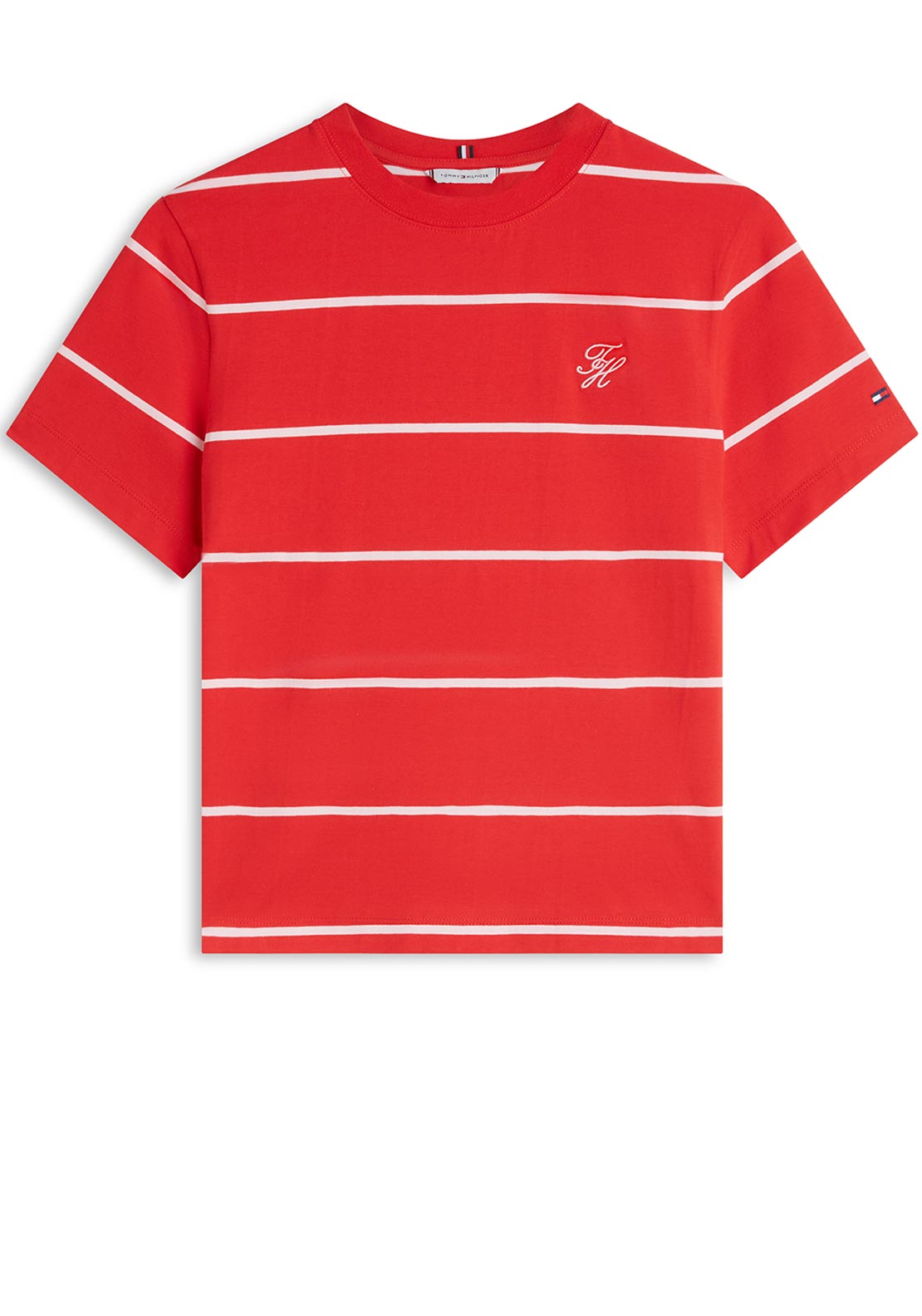 Tommy Hilfiger Logo Embroidery Jersey Crew Neck T-Shirt, Red