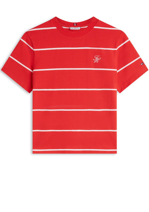 Tommy Hilfiger Logo Embroidery Jersey Crew Neck T-Shirt, Red