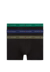 Tommy Hilfiger 3 Pack Signature Logo Cotton Stretch Trunks, Black & Green Multi