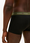 Tommy Hilfiger 3 Pack Signature Logo Cotton Stretch Trunks, Black & Green Multi