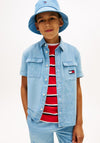 Tommy Hilfiger Boys Flag Short Sleeve Denim Shirt, Blue