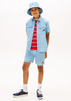 Tommy Hilfiger Boys Flag Short Sleeve Denim Shirt, Blue