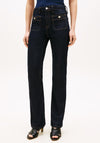 Tommy Hilfiger High Waisted Bootcut Jeans, Dark Wash