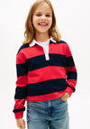 Tommy Hilfiger Girls Stripe Long Sleeve Polo, Red