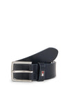 Tommy Hilfiger Boy Square Buckle Leather Belt, Navy
