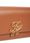 Tommy Hilfiger Leather Flap Over Plaque Crossbody Bag, Tan