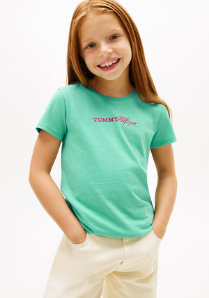 Tommy Hilfiger Older Girl Script Short Sleeve Tee, Green