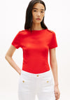 Tommy Hilfiger T-Shirt with Gold Button Detail, Red