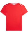Tommy Hilfiger T-Shirt with Gold Button Detail, Red