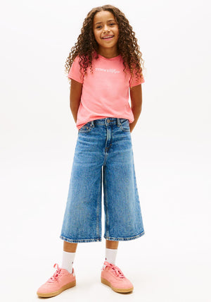 Tommy Hilfiger Older Girl Script Short Sleeve Tee, Pink