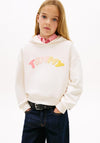 Tommy Hilfiger Girls Relaxed Long Sleeve Hoodie, Off White