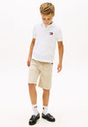 Tommy Hilfiger Older Boy Flag Short Sleeve Polo, White