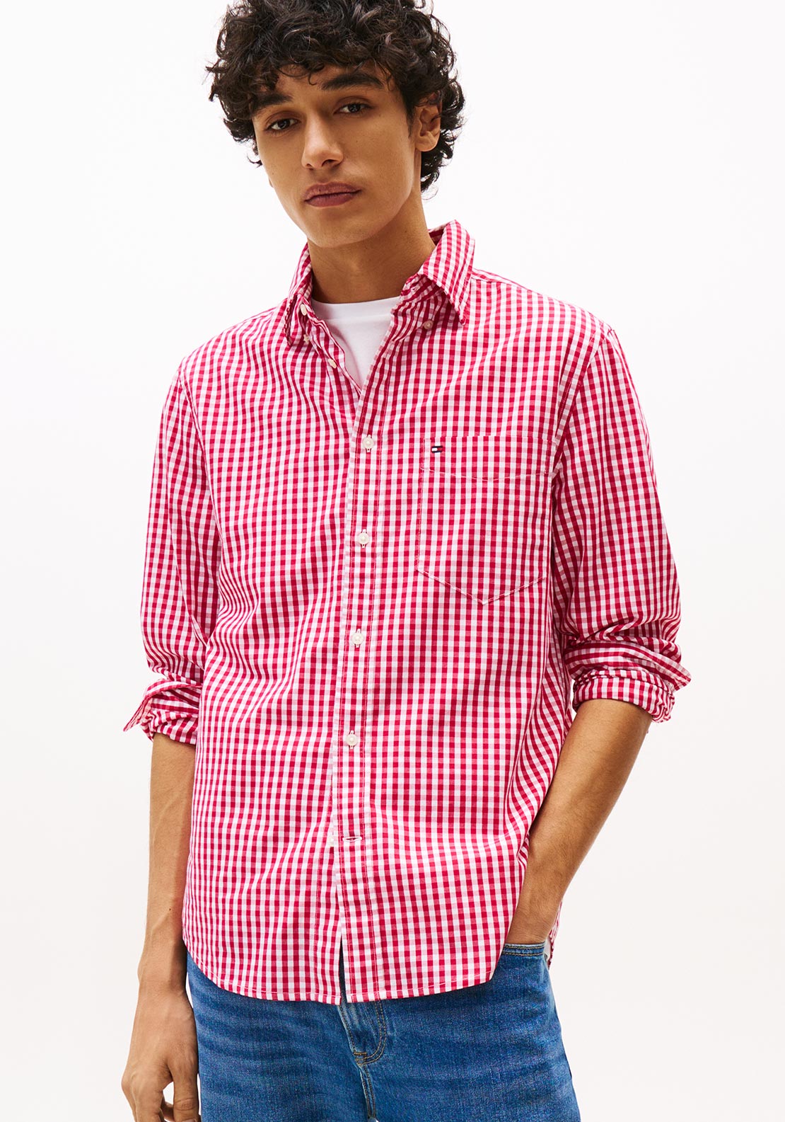 Tommy Hilfiger Flex Poplin Gingham Shirt, Red
