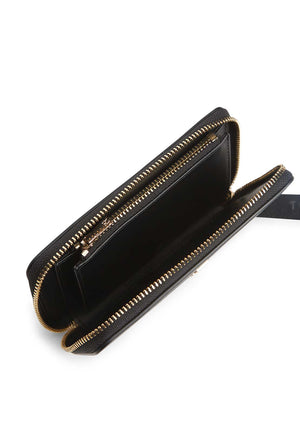 Tommy Hilfiger Logo Detail Zip Around Compact Wallet, Black