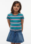 Tommy Hilfiger Girl Stripe Short Sleeve Tee, Green