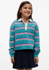 Tommy Hilfiger Girl Stripe Long Sleeve Rugby Polo, Green