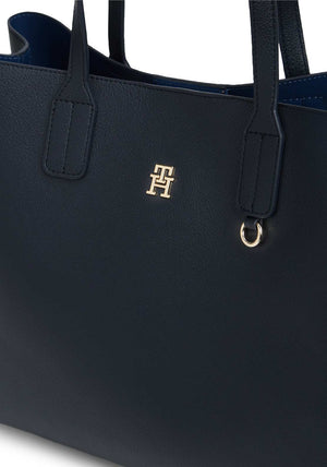 Tommy Hilfiger Icon Pebble Grain Large Satchel Bag, Navy