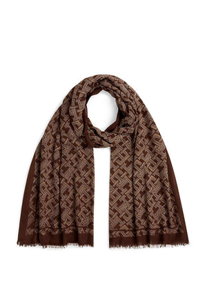 Tommy Hilfiger Monogram Logo Detail Scarf, Brown