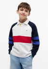 Tommy Hilfiger Boy Colour Block Long Sleeve Polo, White
